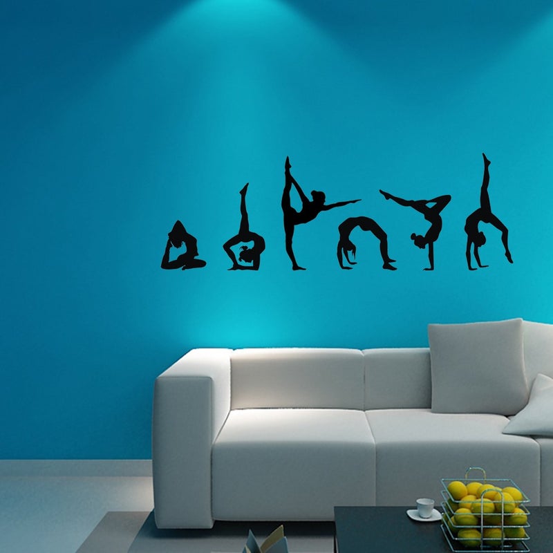Easma Girls Gymnastics Wall Sticker Sport Vinyl Art Wall Decals Art Kids Room Home Wall Decor for Girls Gymnasts Bedroom Yoga Room Nursery Decor Set of 6 (15.75â€H X 47.25â€W) - Image 5